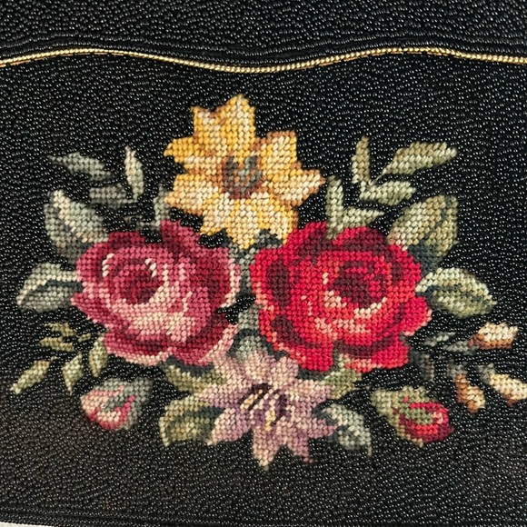Vintage Hand Beaded Floral Needlepoint Handbag - Picture 4 of 12